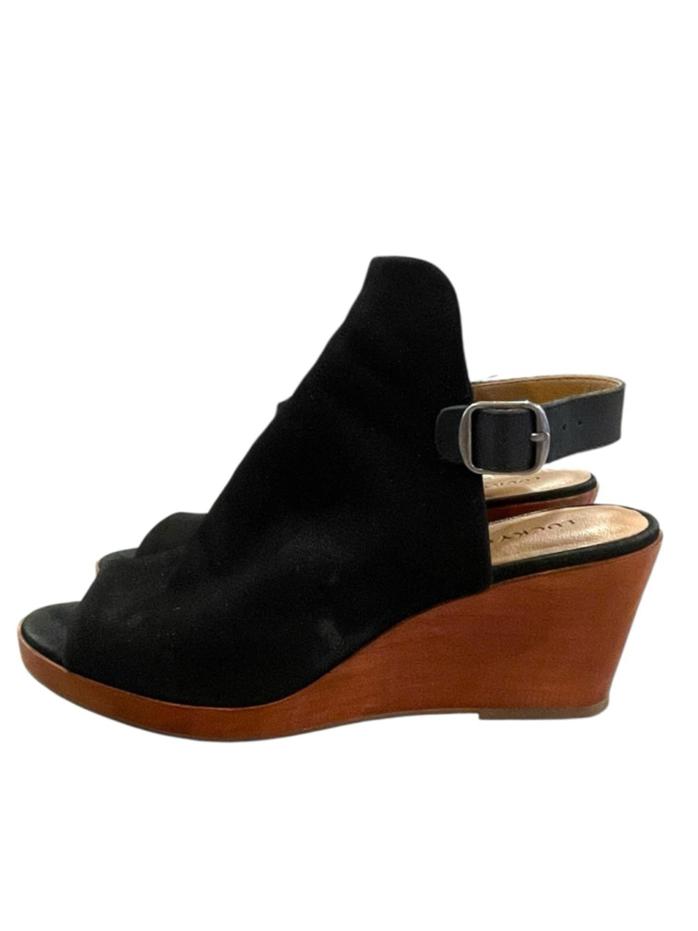 Lucky Brand Womens 7.5 Open Toe Slingback Platform Wedge Sandal Bootie Leather - Picture 2 of 14